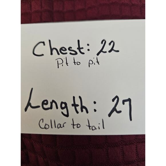 Maroon Mens Hoodie Sweatshirt with Squares Size Medium - Picture 9 of 9